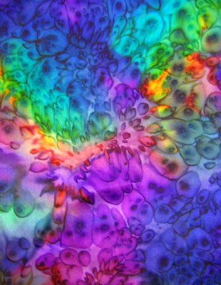 Square Silk Scarves painted in brilliant opal colours