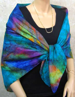 Square Silk Scarves painted in brilliant opal colours