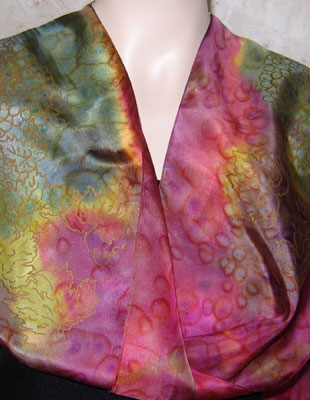 Long Silk Scarves painted over Vineyard Art designs