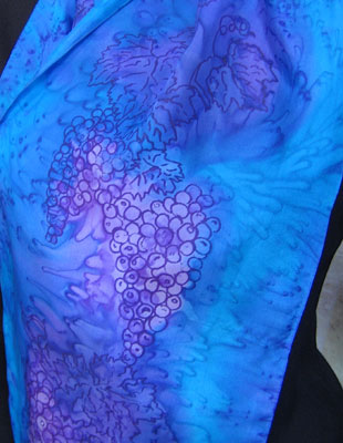 Long Silk Scarves painted over Vineyard Art designs