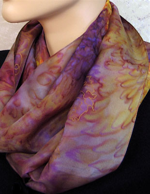 Long Silk Scarves painted over Vineyard Art designs