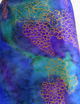 Long Silk Shawls painted over Vineyard Art designs