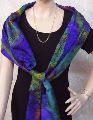 Long Silk Shawls painted over Vineyard Art designs
