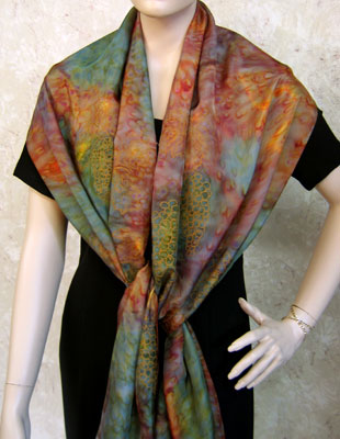 Long Silk Shawls painted over Vineyard Art designs