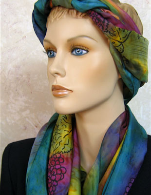 Long Silk Shawls painted over Vineyard Art designs