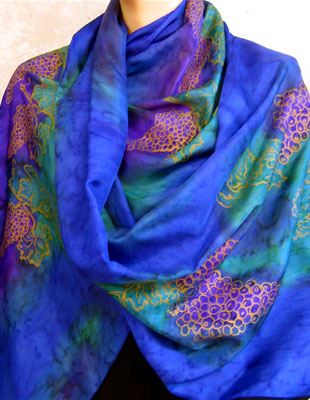 Long Silk Shawls painted over Vineyard Art designs