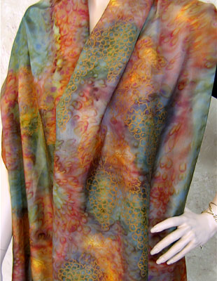Long Silk Shawls painted over Vineyard Art designs