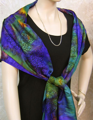 Long Silk Shawls painted over Vineyard Art designs