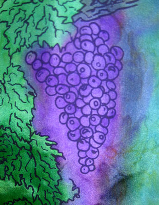 Square Silk Scarves painted over Vineyard Art designs