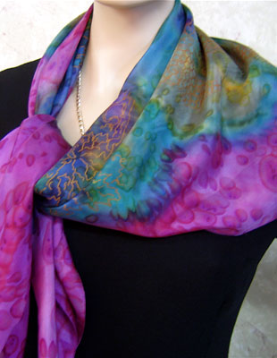 Square Silk Scarves painted over Vineyard Art designs