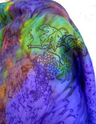 Square Silk Scarves painted over Vineyard Art designs