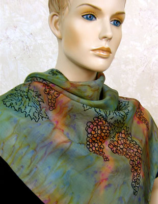 Square Silk Scarves painted over Vineyard Art designs
