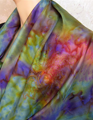 Square Silk Scarves painted over Vineyard Art designs